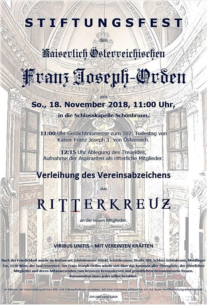 01 Franz Joseph Orden Stiftungsfest Schönbrunn 1. Teil 18.11.18
